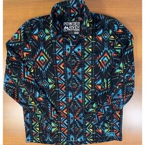 Powder River Outfitters Mens XL Fleece Jacket Aztec Southwestern Full Zip Black